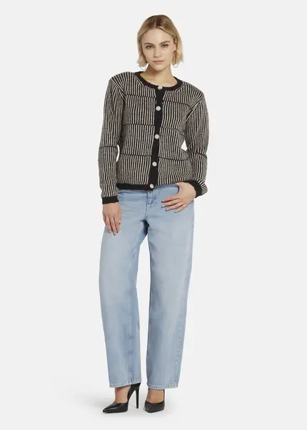 Nicowa Striped Cardigan SINOWA in BLACKarticle number NC8A22102019E-002 Fabrik Onlineshop