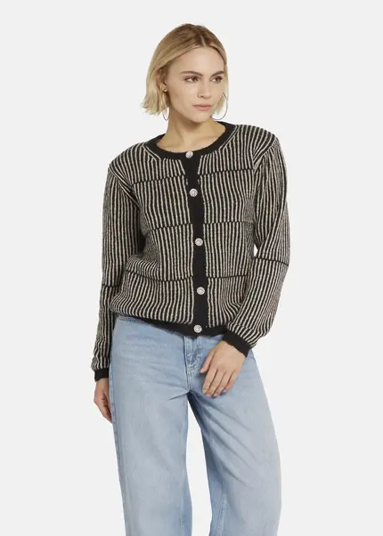 Nicowa Striped Cardigan SINOWA in BLACKarticle number NC8A22102019E-002 Fabrik Onlineshop