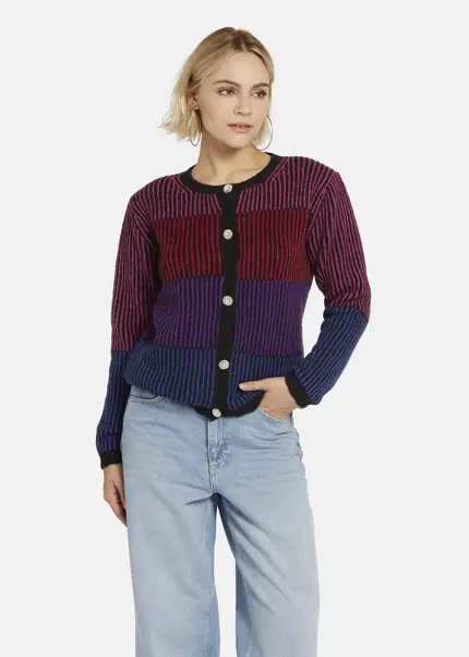 Nicowa Striped Cardigan SINOWA in BLACK MULTICOLORarticle number NC8A22101019E-002 Fabrikpreis