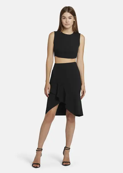 Nicowa Twill Ruffle Skirt - LOWIANA in BLACKarticle number NC9A24004019E-002 Günstig kaufen