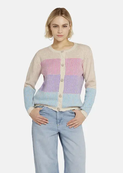 Nicowa Striped Cardigan SINOWA in CREAM MULTICOLORarticle number NC8A22101012E-072 Flash Sale
