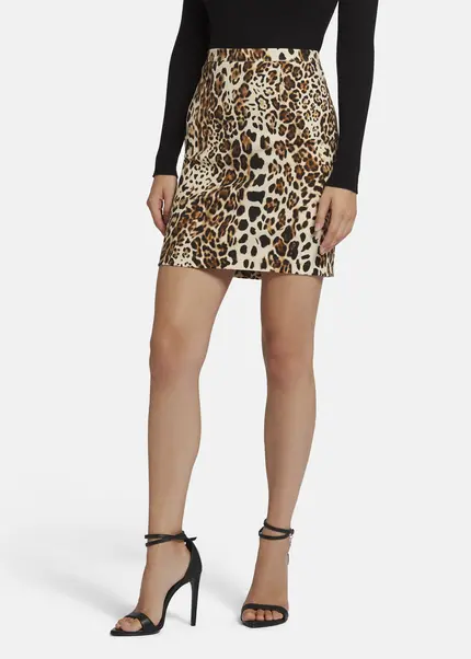 Nicowa Leo twill sheath skirt - TRECAWI in BLACK LEOarticle number NC9A22403017E-151 Preisnachlass