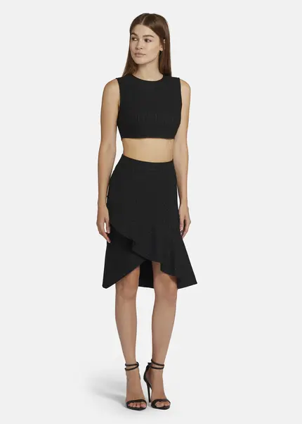 Nicowa Pinstripe twill flounce Skirt - LOWIANA in BLACK PINSTRIPEarticle number NC9A24005019E-002 Saisonschlussverkauf