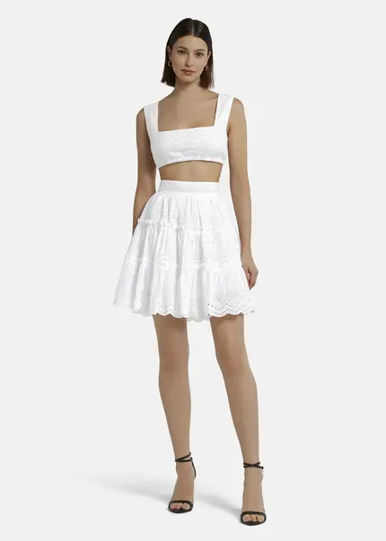 Nicowa Embroidered ruffle skirt - RALICINO in WHITEarticle number NC9A12601011E-004 Black Friday
