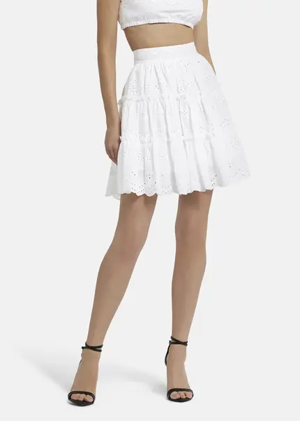 Nicowa Embroidered ruffle skirt - RALICINO in WHITEarticle number NC9A12601011E-004 Black Friday