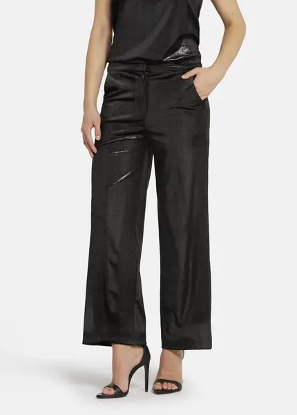 Nicowa Loose trousers made of lamé velvet RIMBIO in BLACK LAMÉarticle number NC8A22508019E-002 Valentinstagsangebot