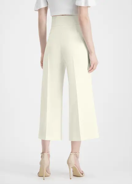 Nicowa Twill culottes with creases – CORADUE in WHITEarticle number NC7A12018011E-004 Jubiläumsangebot