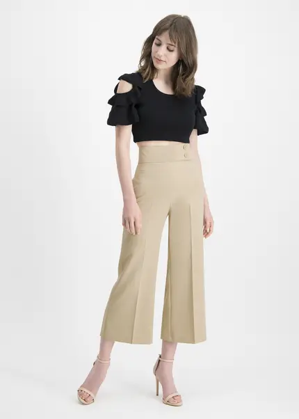 Nicowa Twill culottes with creases – CORADUE in BEIGEarticle number NC7A12016011E-138 Lagerräumung