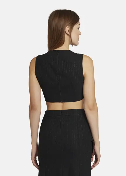 Nicowa Cropped Pinstripe Twill Top - LOWICA in BLACK PINSTRIPEarticle number NC9A24007019E-002 Blitzangebot