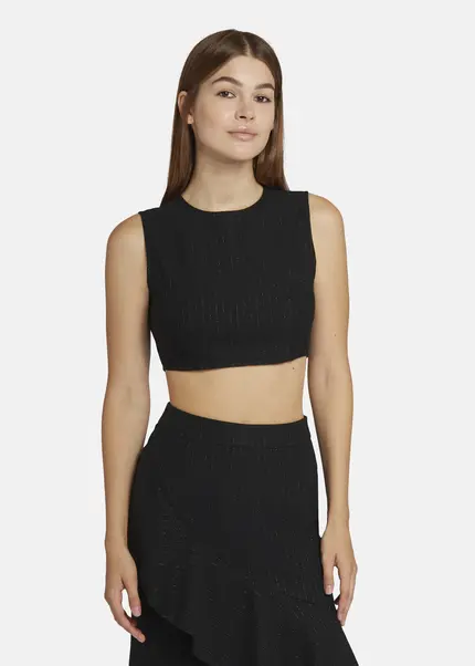 Nicowa Cropped Pinstripe Twill Top - LOWICA in BLACK PINSTRIPEarticle number NC9A24007019E-002 Blitzangebot