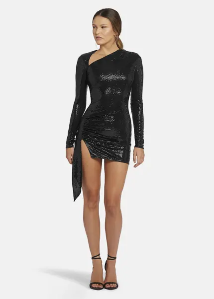 Nicowa Draped Sequin Mini Dress - ANILOWA in BLACKarticle number NC9A22909019E-002 Kostenlose Rückgabe
