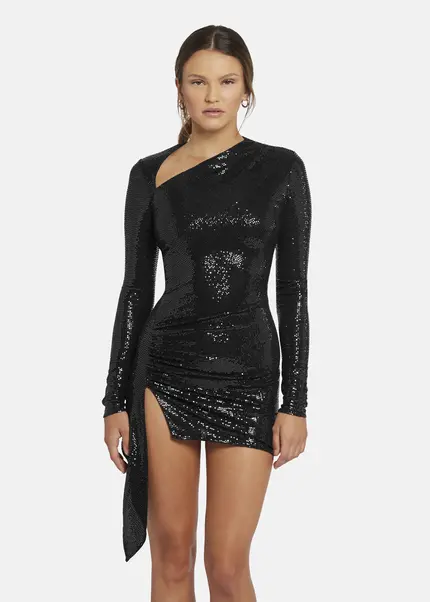 Nicowa Draped Sequin Mini Dress - ANILOWA in BLACKarticle number NC9A22909019E-002 Kostenlose Rückgabe