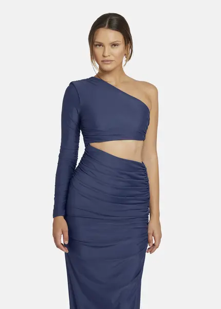 Nicowa Draped One Shoulder Evening Dress - AMOWI in MIDNIGHT BLUEarticle number NC9A24008035E-035 Letzte 2 Tage
