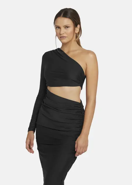 Nicowa Draped One Shoulder Evening Dress - AMOWI in BLACKarticle number NC9A24009019E-002 Letzter Tag