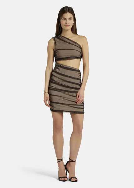 Nicowa Asymmetrical mini dress in mesh - AWITO in Blackarticle number NC9A1401319E-002 Super Rabatt
