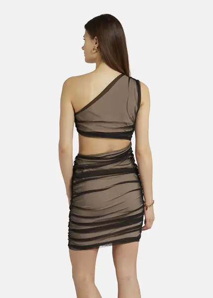Nicowa Asymmetrical mini dress in mesh - AWITO in Blackarticle number NC9A1401319E-002 Super Rabatt