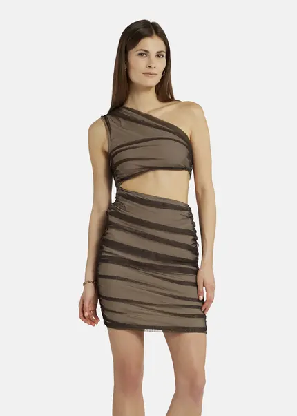 Nicowa Asymmetrical mini dress in mesh - AWITO in Blackarticle number NC9A1401319E-002 Super Rabatt