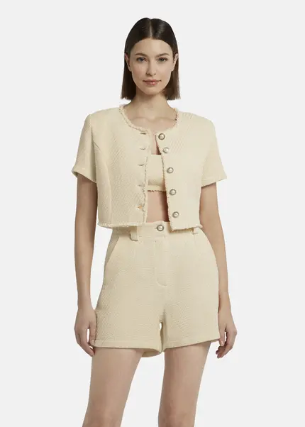 Nicowa Cropped Bouclé blazer - BIANCIWO in CREAMarticle number NC9A12605011E-072 Online