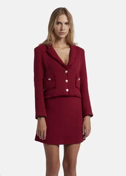 Nicowa Cropped blazer made of bouclé BAGIWO in dark berryarticle number NC8A22505034E-011 Günstiger Verkauf
