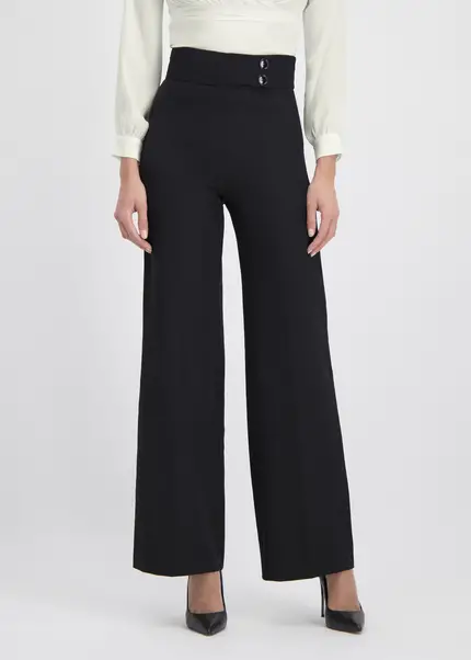 Nicowa Elegant COREANA high-waisted trousers with wide leg in BLACKarticle number NC3A02016029E-002 Rabatt