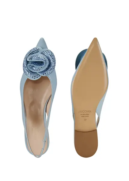 Nicowa Flower-adorned slingback ballerinas FLORWIA in LIGHT BLUEarticle number NC9A12703025E-025 Versandkostenfrei
