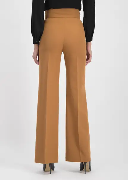Nicowa Elegant COREANA high-waisted trousers with wide leg in CARAMELarticle number NC3A02016037E-135 Sonderangebot der Fabrik