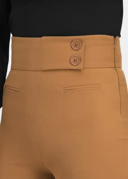 Nicowa Elegant COREANA high-waisted trousers with wide leg in CARAMELarticle number NC3A02016037E-135 Sonderangebot der Fabrik