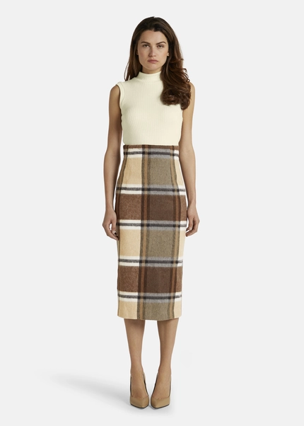 Nicowa Checked midi skirt LANOWA with wool in BROWNarticle number NC7A24004017E-151 Riesige Rabatte