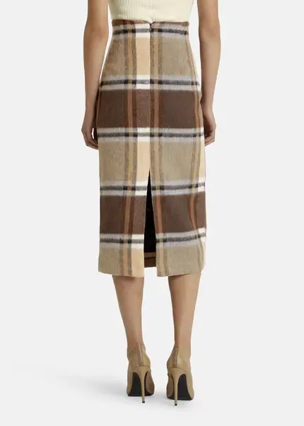 Nicowa Checked midi skirt LANOWA with wool in BROWNarticle number NC7A24004017E-151 Riesige Rabatte