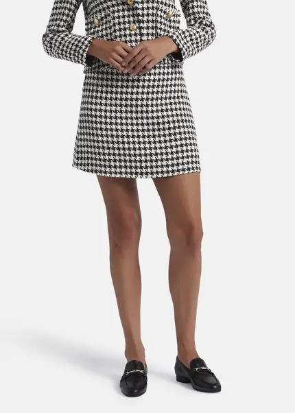 Nicowa Simple mini skirt made of bouclé LANITO in BLACK MULTICOLORarticle number NC8A22502019E-002 Clearance-Verkauf