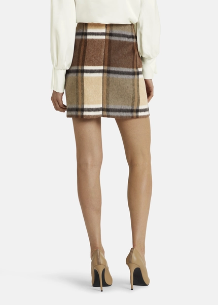 Nicowa Checked mini skirt LANINO with wool in BROWNarticle number NC7A24005017E-151 Fabrikladen