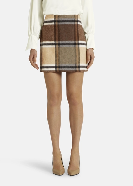 Nicowa Checked mini skirt LANINO with wool in BROWNarticle number NC7A24005017E-151 Fabrikladen