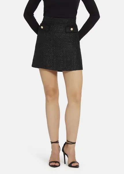 Nicowa Bouclé skirt with lamé effect BRUNAWI in BLACK LAMÉarticle number NC8A22506019E-002 zollfrei