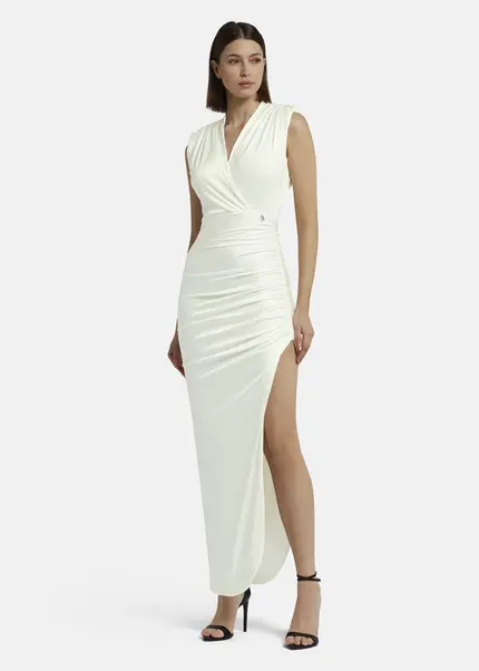 Nicowa Draped maxi dress in jersey - MICATE in WHITEarticle number NC9A1401611E-004 2025