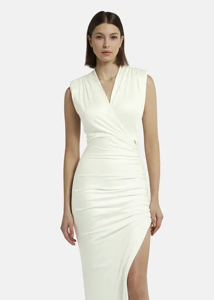 Nicowa Draped maxi dress in jersey - MICATE in WHITEarticle number NC9A1401611E-004 2025