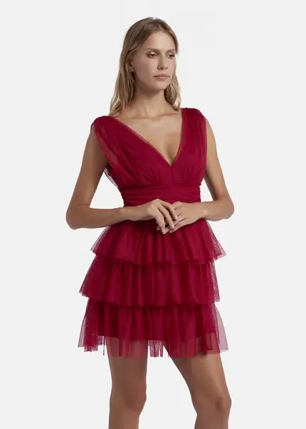 Nicowa Mini tulle dress - STELLOWA in dark berryarticle number NC8A22001014E-011 im Angebot