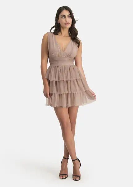 Nicowa Tulle mini dress - STELLOWA in BEIGEarticle number NC7A12029032E-138 Günstiger Verkauf