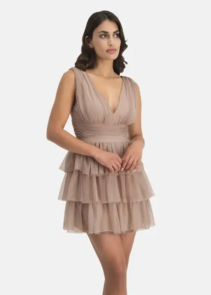 Nicowa Tulle mini dress - STELLOWA in BEIGEarticle number NC7A12029032E-138 Günstiger Verkauf