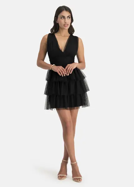Nicowa Tulle mini dress - STELLOWA in BLACKarticle number NC7A12028019E-002 Fabrikverkauf