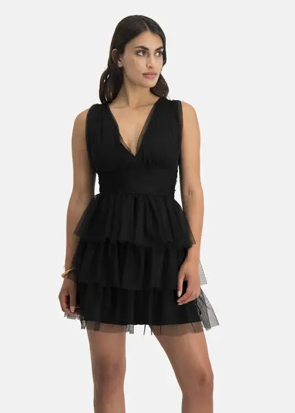 Nicowa Tulle mini dress - STELLOWA in BLACKarticle number NC7A12028019E-002 Fabrikverkauf