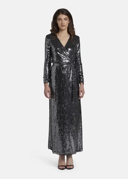 Nicowa Maxi sequin wrap dress - MILOWA in SILVERarticle number NC8A22012031E-088 Kostenloser Versand