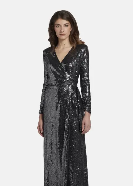 Nicowa Maxi sequin wrap dress - MILOWA in SILVERarticle number NC8A22012031E-088 Kostenloser Versand