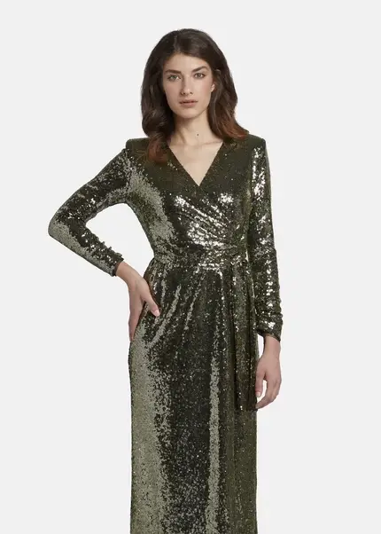Nicowa Maxi sequin wrap dress - MILOWA in GOLDarticle number NC8A22011023E-131 Limitierter Zeitrabatt