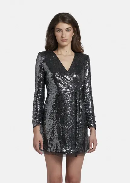 Nicowa Mini sequin wrap dress - MILOWA in SILVERarticle number NC8A22009031E-088 Fabrikpreis