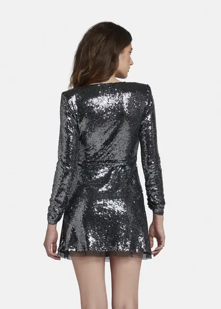 Nicowa Mini sequin wrap dress - MILOWA in SILVERarticle number NC8A22009031E-088 Fabrikpreis