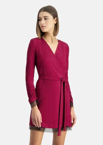 Nicowa Mini wrap dress in lamé- MILOWA in PINKarticle number NC7A24038044E-139 Sonderangebot