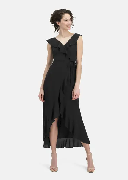 Nicowa Elegant chiffon dress with plain-coloured fabric – DINOWA in BLACKarticle number NC6A22001019E-002 Versandkostenfrei