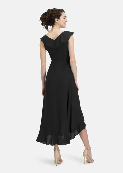 Nicowa Elegant chiffon dress with plain-coloured fabric – DINOWA in BLACKarticle number NC6A22001019E-002 Versandkostenfrei