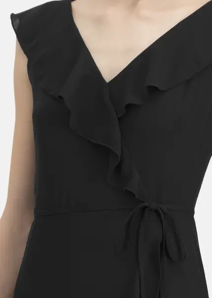 Nicowa Elegant chiffon dress with plain-coloured fabric – DINOWA in BLACKarticle number NC6A22001019E-002 Versandkostenfrei
