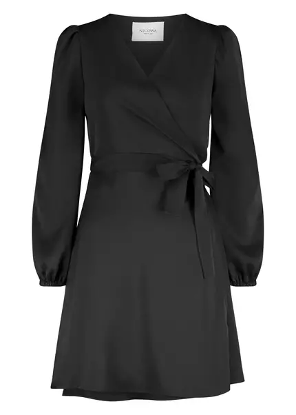 Nicowa Elegant wrap dress with plain fabric – VEROWA in BLACKarticle number NC6A24009019E-002 Großer Ausverkauf